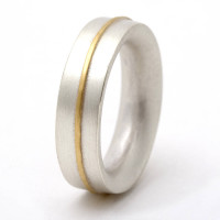 Medium Sterling Silver Ring With 18ct Gold Detail