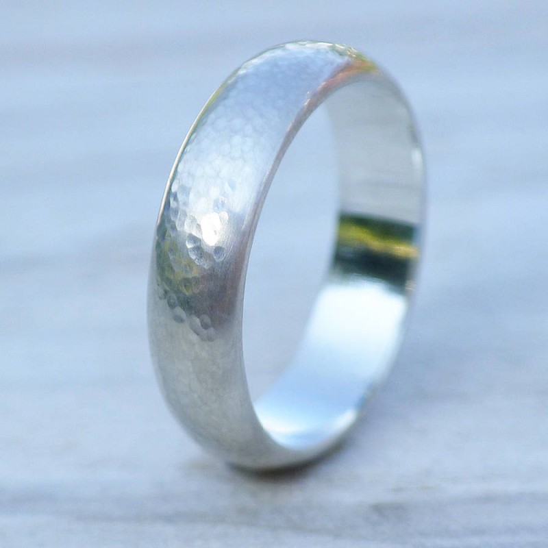 Men's Hammered Ring - 6 mm Wide Men's hammered ring with a matte finish