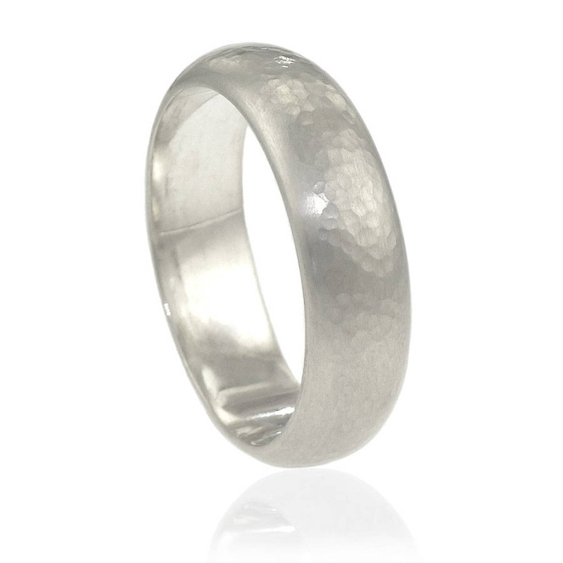 Men's Hammered Ring - Alternate View Men's hammered ring shown from a different angle