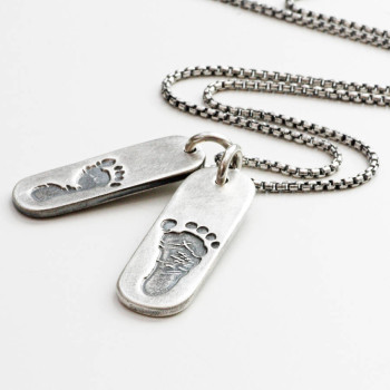 Mens Double Footprint Tag Necklace Mens Double Footprint Tag Necklace