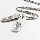 Mens Double Footprint Tag Necklace