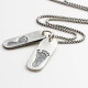 Mens Double Footprint Tag Necklace