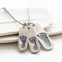 Mens Footprint Trio Tag Necklace