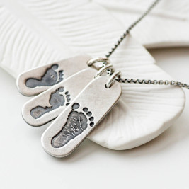 Mens Footprint Trio Tag Necklace