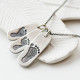 Mens Footprint Trio Tag Necklace