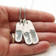 Mens Footprint Trio Tag Necklace