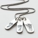 Mens Footprint Trio Tag Necklace