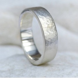 Mens Hammered Ring, Silver Or 18ct Gold