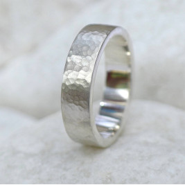 Mens Hammered Ring, Silver Or 18ct Gold