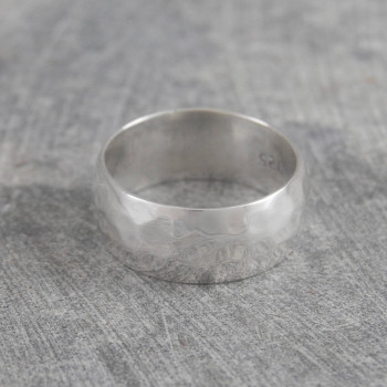 Mens Hammered Sterling Silver Ring Mens Hammered Sterling Silver Ring