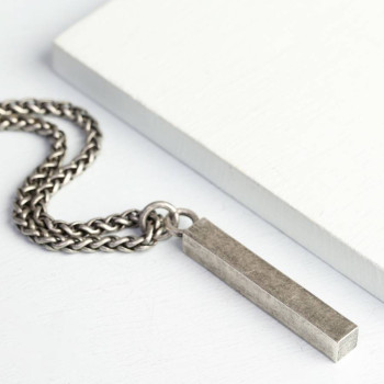 Mens Metal Bar Necklace