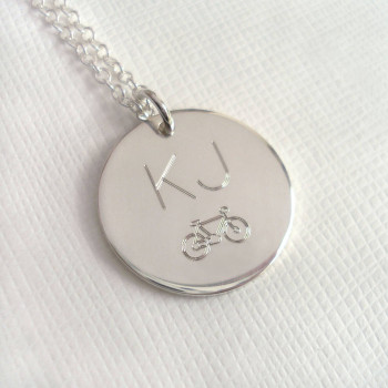 Mens Engraved Monogram Bike Necklace