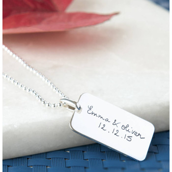 Dog Tag Chain Necklace with Engraved Text