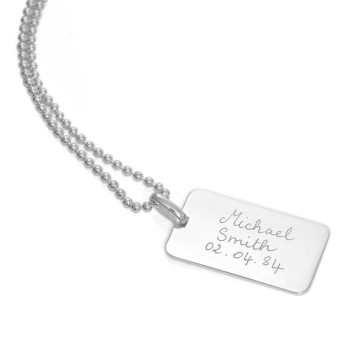 Dog Tag Chain Necklace with Engraved Text Dog Tag Chain Necklace with Engraved Text