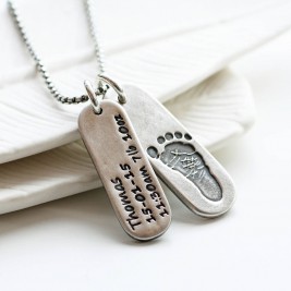 Mens Personalised Footprint Tag Necklace