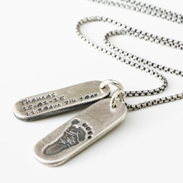 Mens Personalised Footprint Tag Necklace