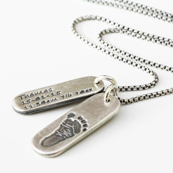 Mens Personalised Footprint Tag Necklace Mens Personalised Footprint Tag Necklace