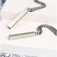 Mens Personalised Solid Bar Necklace, Men's Square Bar Necklace, Personalized Jewelry, Hand Stamped Bar Necklace