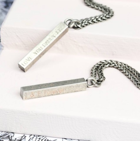 Men's Custom Name Necklace Engraved Name Personalised Bar Necklace Pendant,Silver  - Walmart.com