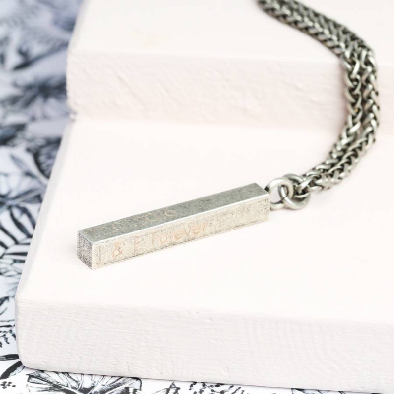 Personalised Square Bar Necklace Detail Personalised square bar necklace detail