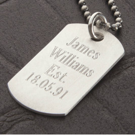 Personalised Sterling Silver Karma Dog Tag Necklace