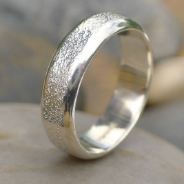 Mens Silver Ring With Concrete Texture