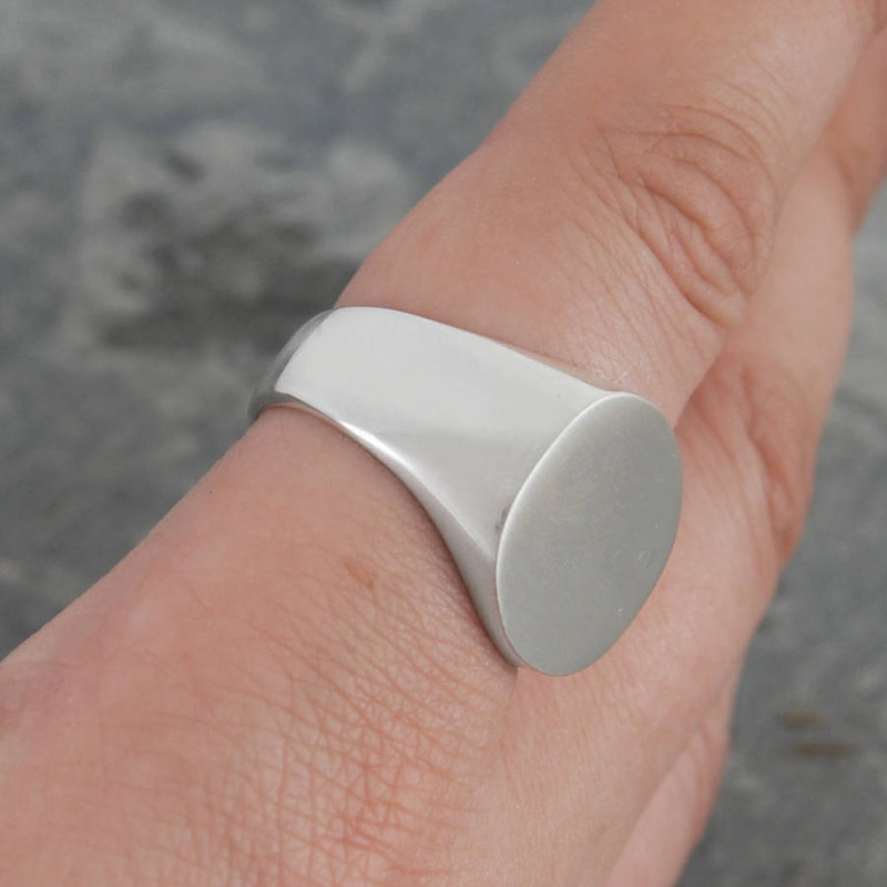 Men's Circular Signet Ring Men's solid silver circular signet ring view
