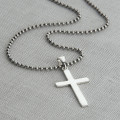 Men's Sterling Silver Cross and Oxidised Ball Chain Men's sterling silver cross on an oxidised ball chain