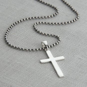 Mens Sterling Silver Cross And Chain