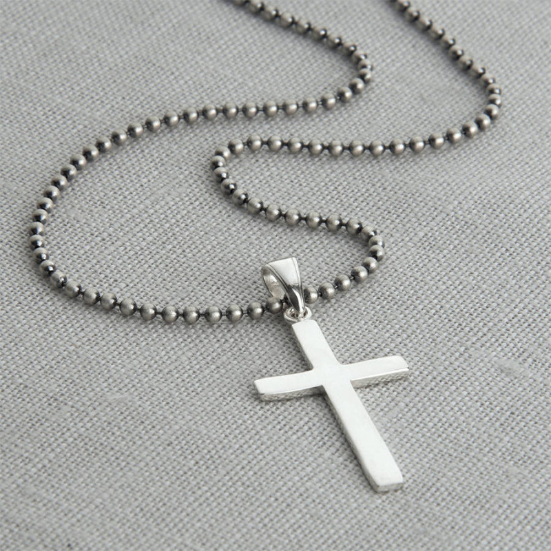 Men's Sterling Silver Cross and Oxidised Ball Chain Men's sterling silver cross on an oxidised ball chain