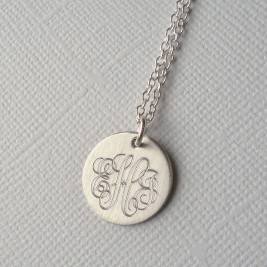 Mens Classic Sterling Silver Monogram Necklace