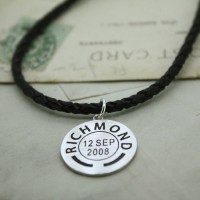 Mens Personalised Place And Date Pendant