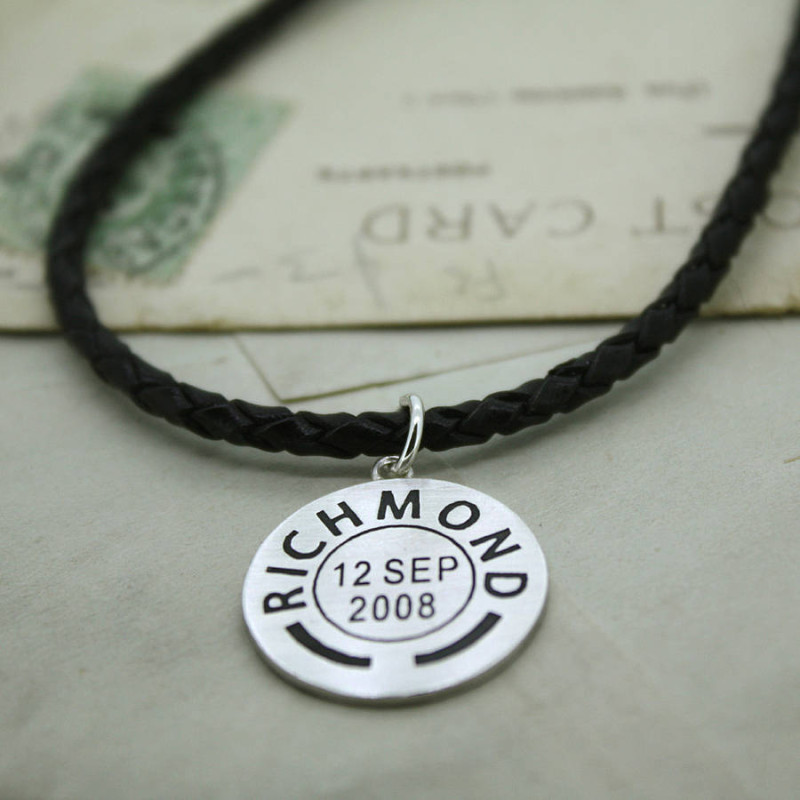 Men's Personalised Place and Date Pendant Men's personalised place and date pendant