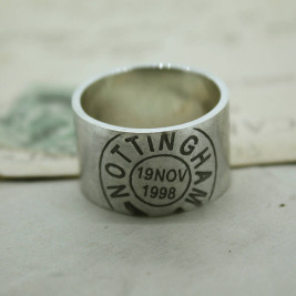 Mens Personalised Place And Date Ring