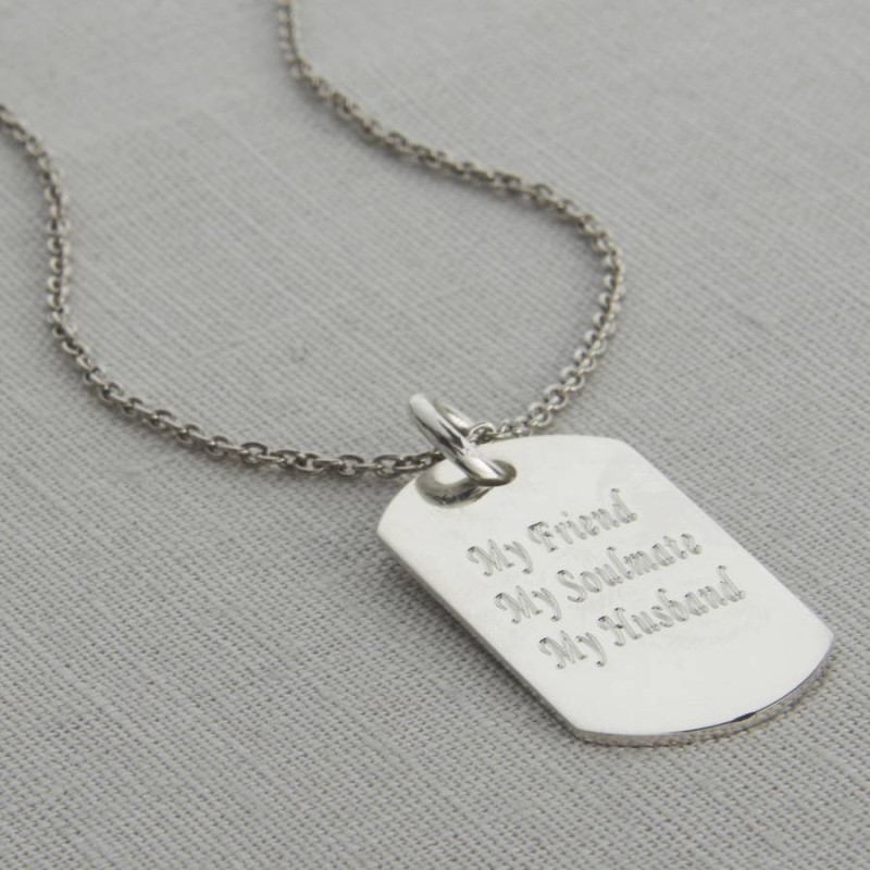 Personalised polished dog tag necklace