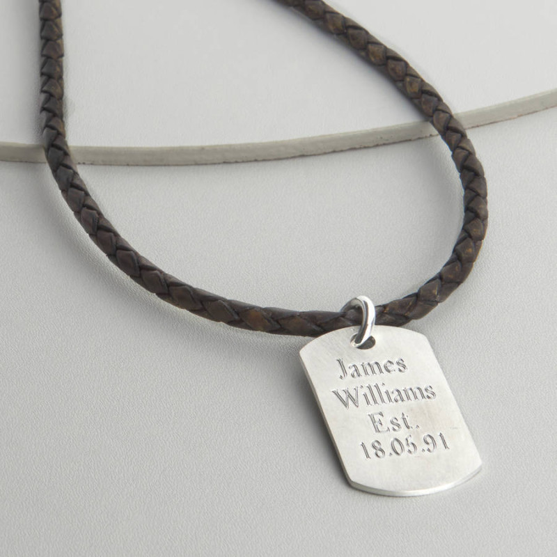 Personalised polished dog tag necklace