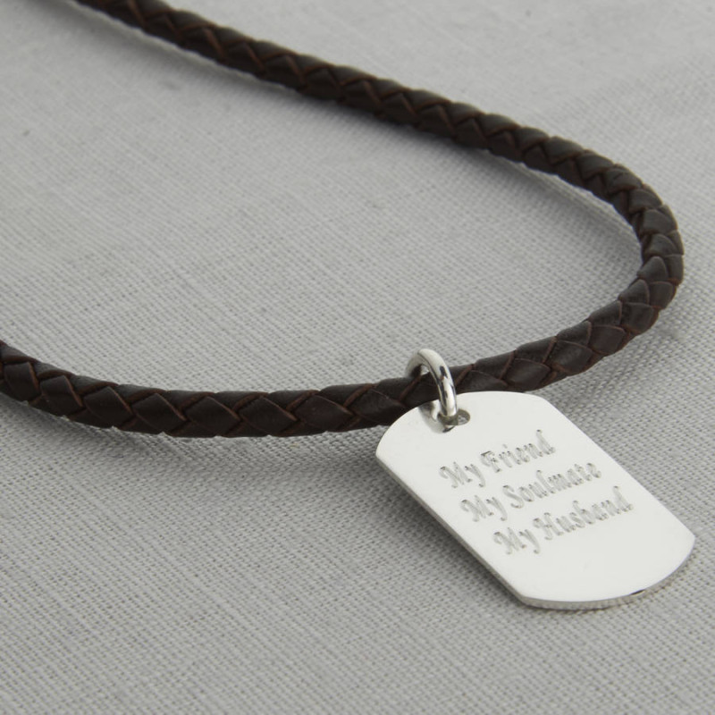 Personalised polished dog tag necklace