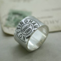 Men's personalised place and date ring