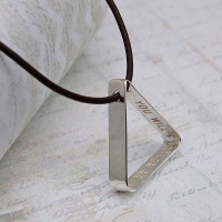 Mens Secret Message Silver Triangle Necklace