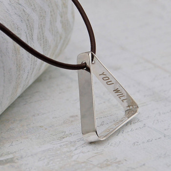 Mens Secret Message Silver Triangle Necklace Mens Secret Message Silver Triangle Necklace