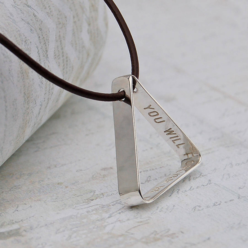 Men's Secret Message Silver Triangle Necklace Men's secret message silver triangle necklace