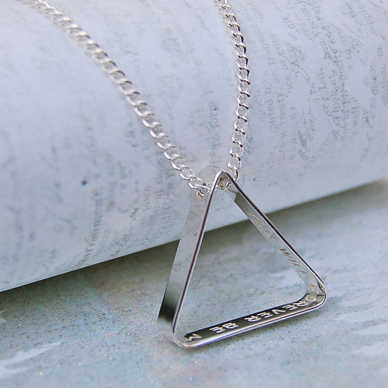 Men's Secret Message Silver Triangle Necklace Men's secret message silver triangle necklace