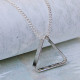 Mens Secret Message Silver Triangle Necklace