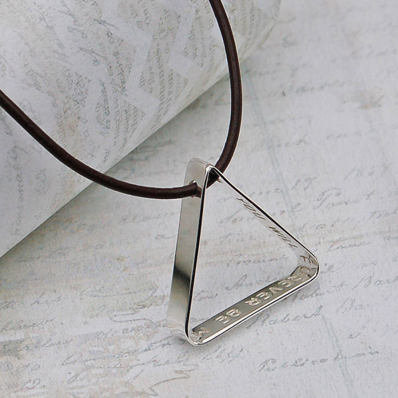 Men's Secret Message Silver Triangle Necklace Men's secret message silver triangle necklace
