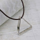 Mens Secret Message Silver Triangle Necklace