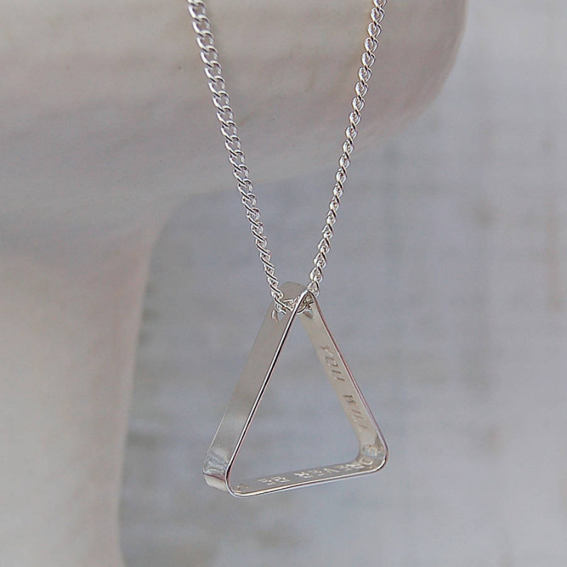 Men's Secret Message Silver Triangle Necklace Men's secret message silver triangle necklace