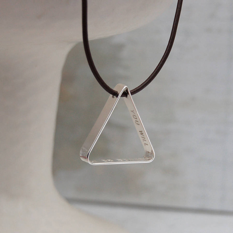 Men's Secret Message Silver Triangle Necklace Men's secret message silver triangle necklace
