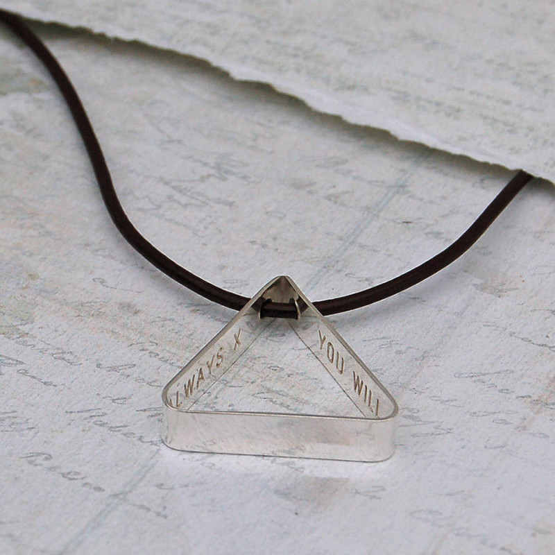 Men's Secret Message Silver Triangle Necklace Men's secret message silver triangle necklace