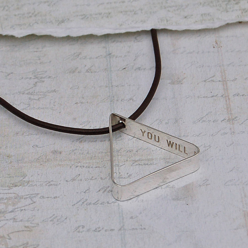 Men's Secret Message Silver Triangle Necklace Men's secret message silver triangle necklace