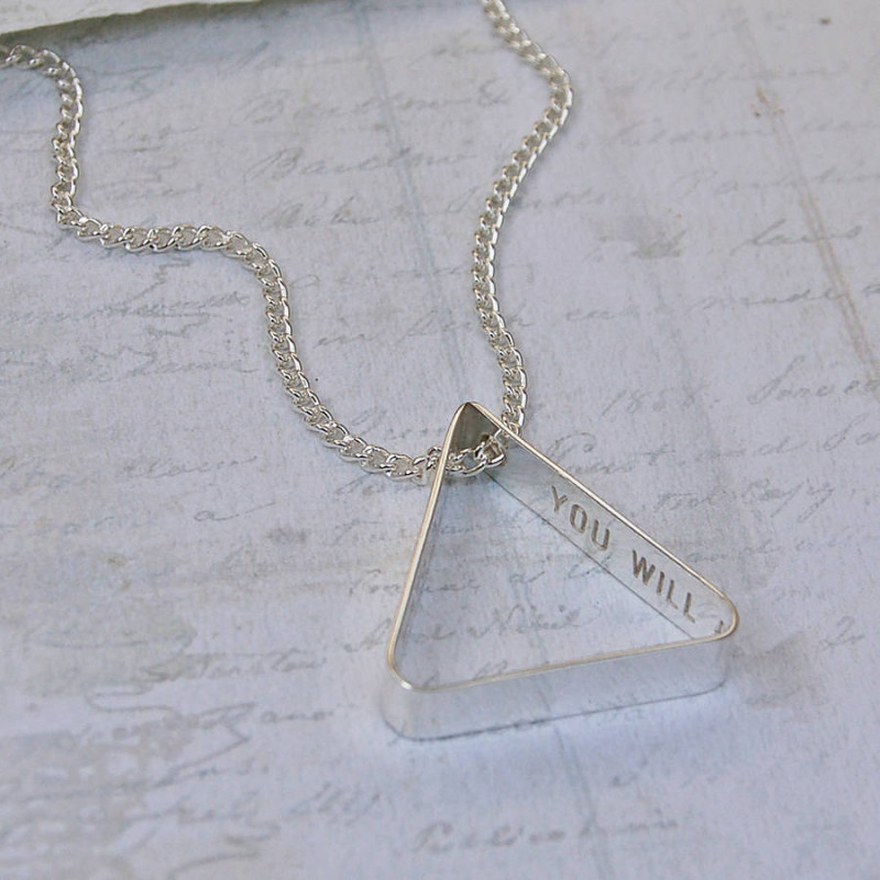Men's Secret Message Silver Triangle Necklace Men's secret message silver triangle necklace